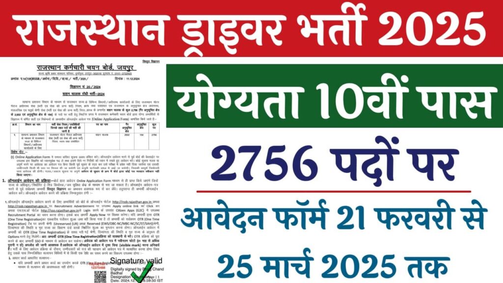 Rajasthan Driver Recruitment 2025