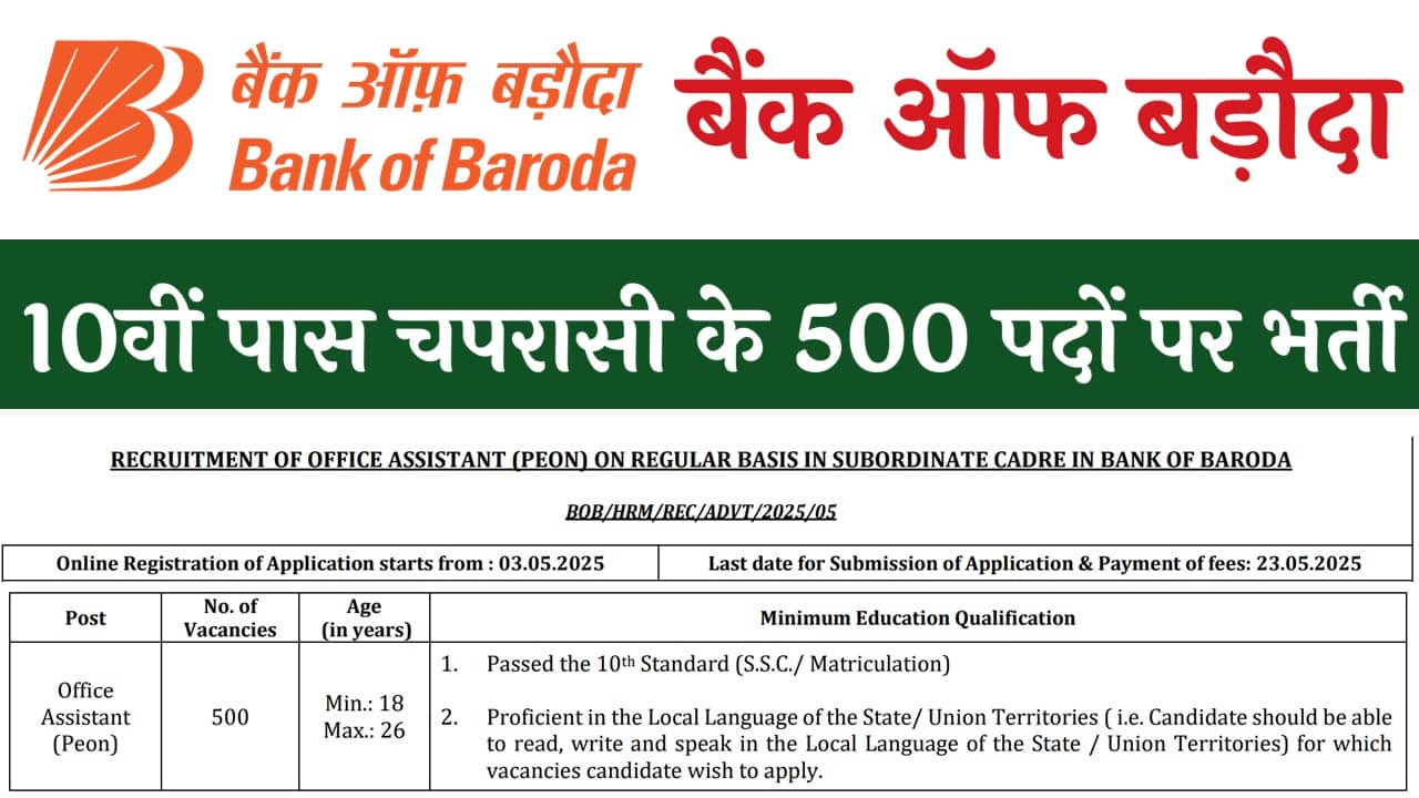 Bank of Baroda Peon Recruitment 2025