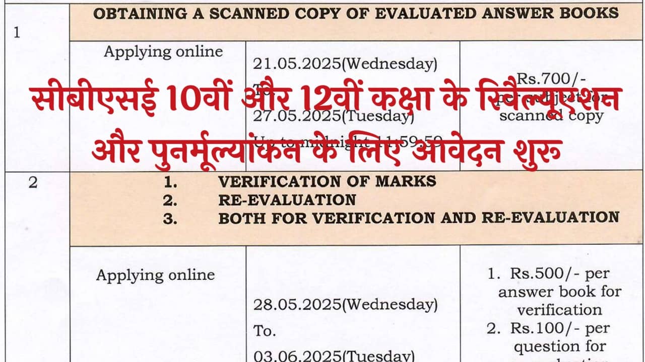 CBSE 10th 12th Rechecking Revaluation