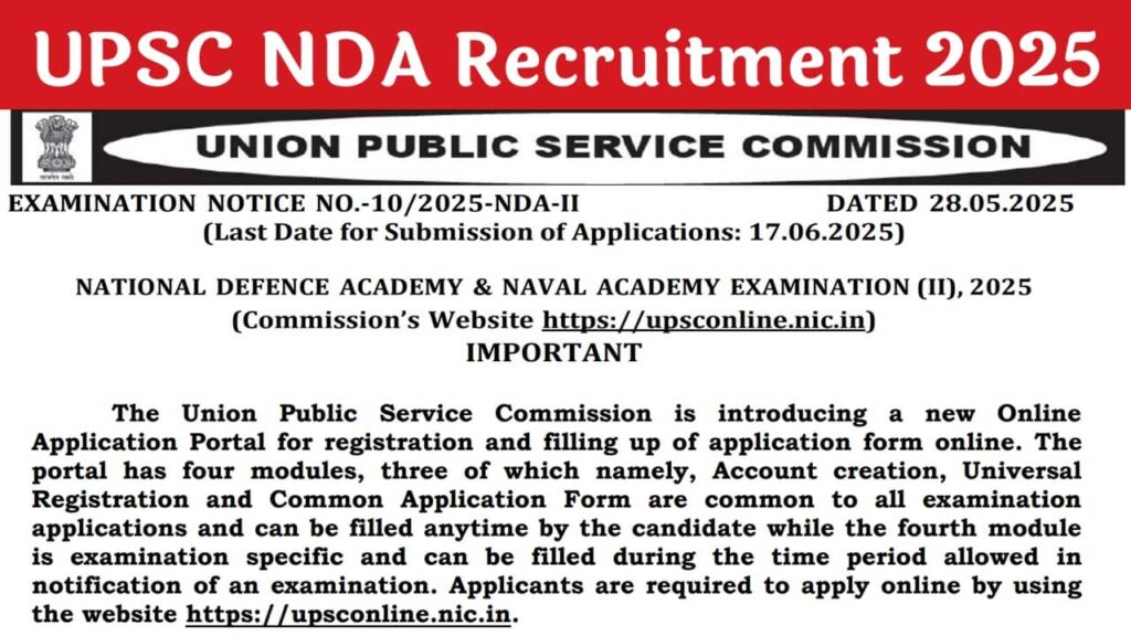 UPSC NDA Recruitment 2025