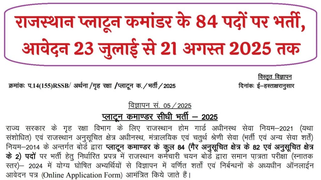 RSSB Platoon Commander Recruitment 2025