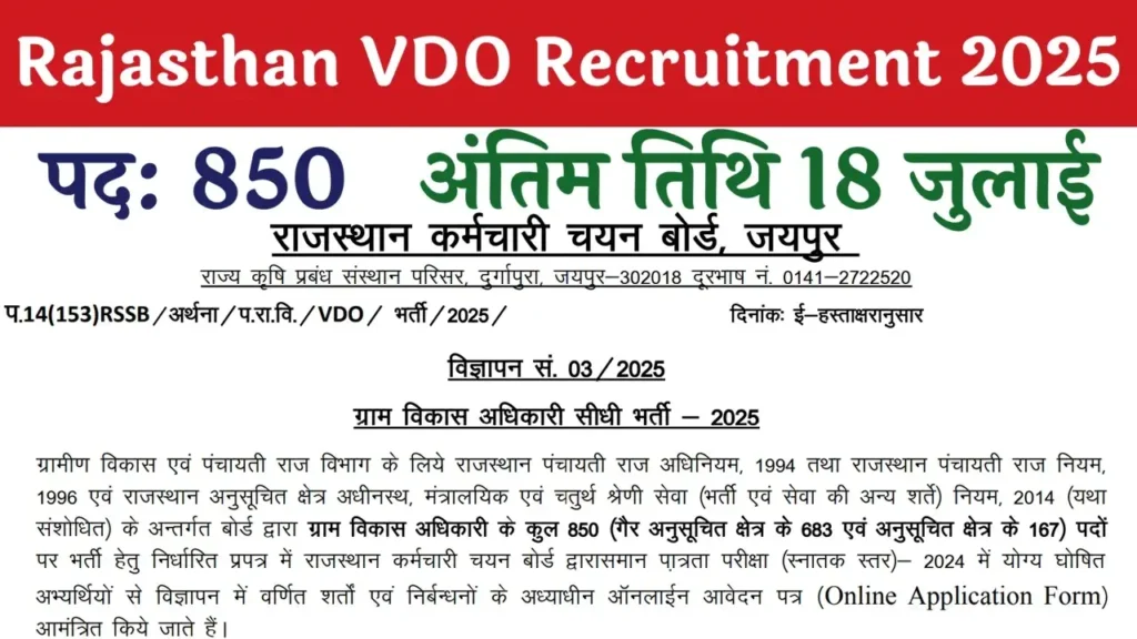 Rajasthan VDO Recruitment 2025